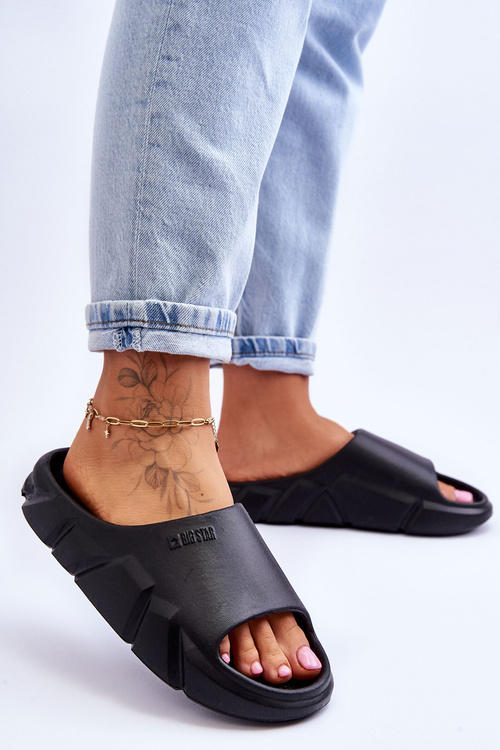 Ľahké dámske penové papuče veľká hviezda LL274594 čierna