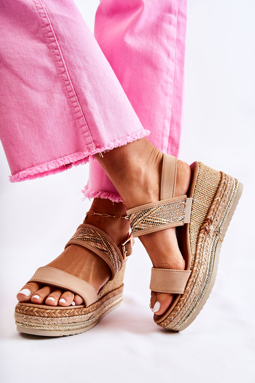 Tieňové sandále na klinoch béžovej Annabel