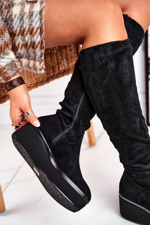 Dámské kozačky na klínu Sergio Leone černé BT732