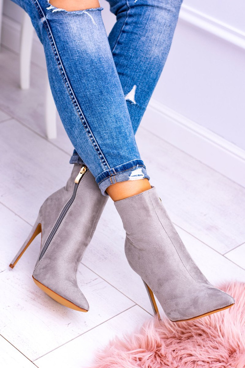 Lu Boo Gray Suede topánky na vysokých podpätkoch Veneci