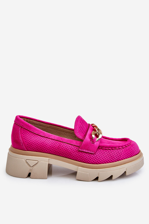 Dámské mokasíny Brogues s řetízkem Fuchsia Luella