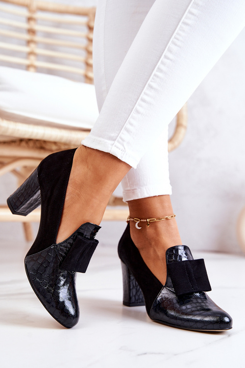 Semišové lodičky z hadí kůže Šedá Kathleen