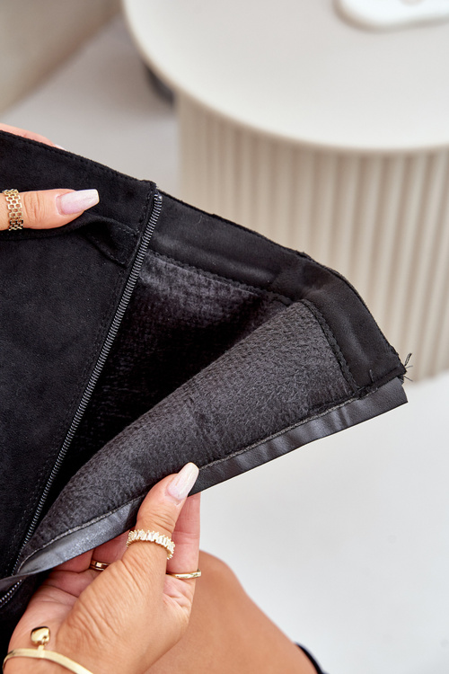 Dámske Eko Semišové Čižmy S Otočeným Zvrškom Na Opätku Čierne Bralise