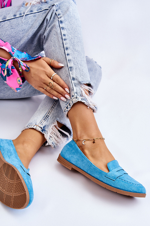 Pohodlné semišové dámské mokasíny Modre Lucca
