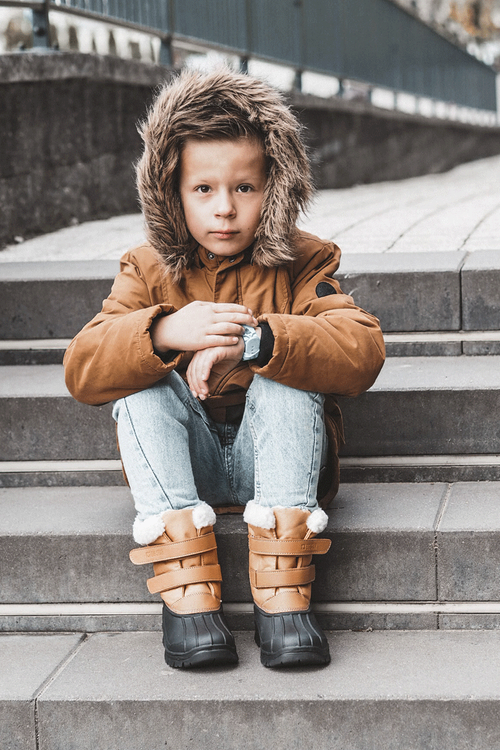 Dětské sněhule na suchý zip Big Star KK374237 Velbloud