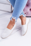 Damskie Srebrne Brokatowe Espadryle Emmera
