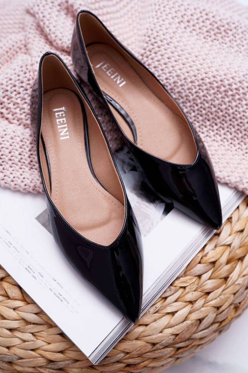 Dámské Baleríny Lakované Černé Tell Me