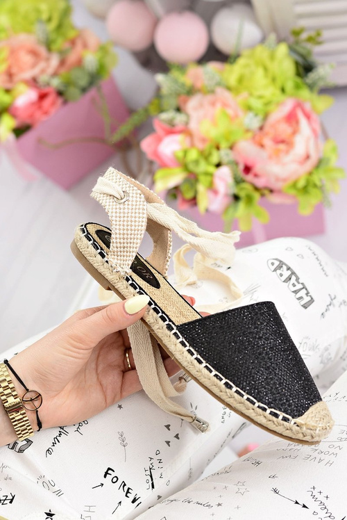 Ženské bielizeň baleríny zviazané čierne espadrilles more