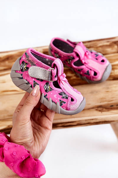 Pantofle Befado Velcro 190P102 růžová