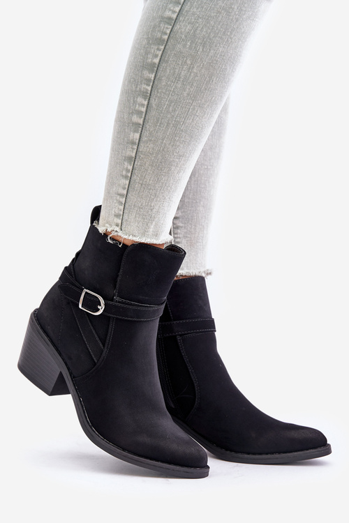 Kovbojské Čižmy Na Opätku S Špicatými Nosmi Zateplené Na Zips Čierne Glamer