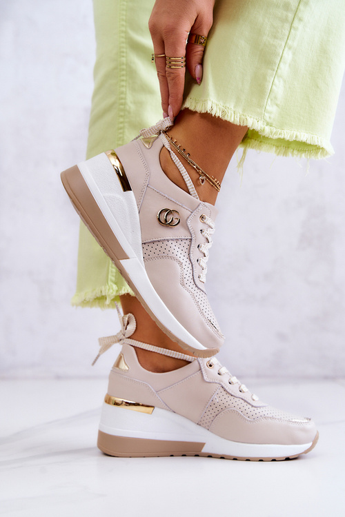 Dámske kožené športové topánky béžové Loissa