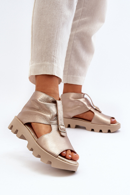 Zazoo 999 Kožené dámske sandále so zlatým zipsom