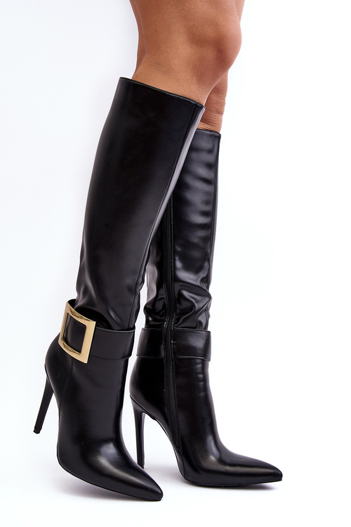 Dámské kozačky na špičce s klíčem černé Jesperassa