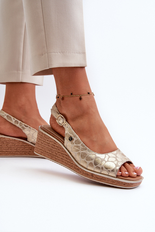 Dámské sandály na klínku Sergio Leone SK301 Zlaté