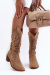 Suede Boots Openwork Beige Levski 3320