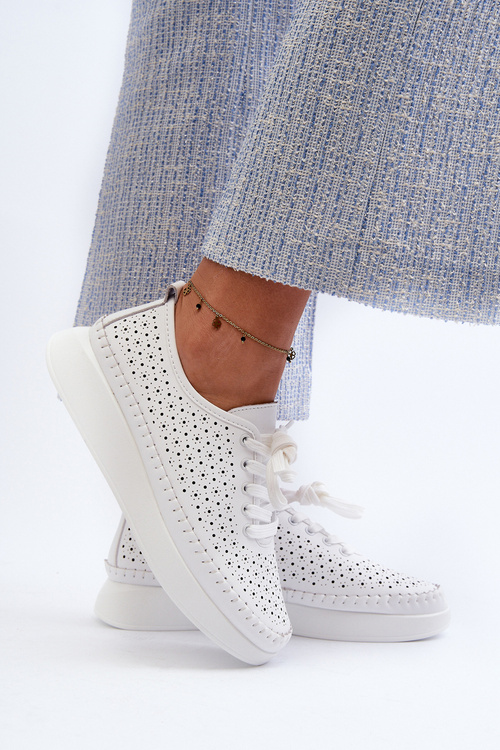 Biela Kožená Tenisky Na Platforme S.Barski LR278