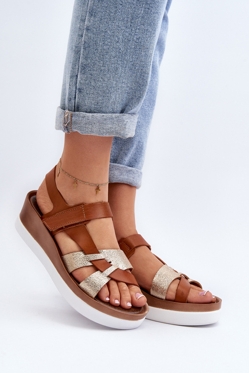 Zazoo 40397 Dámské Kožené Sandály na Platformě Hnědé