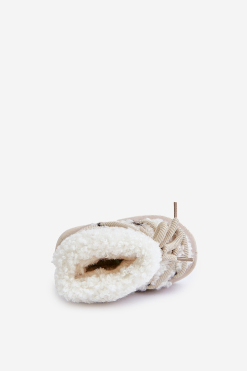 Teplé dětské sněhule s vázáním Bežová Asija