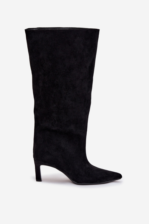 Dámské kozačky z eko semiše nazouvací na jehle černé Phelin