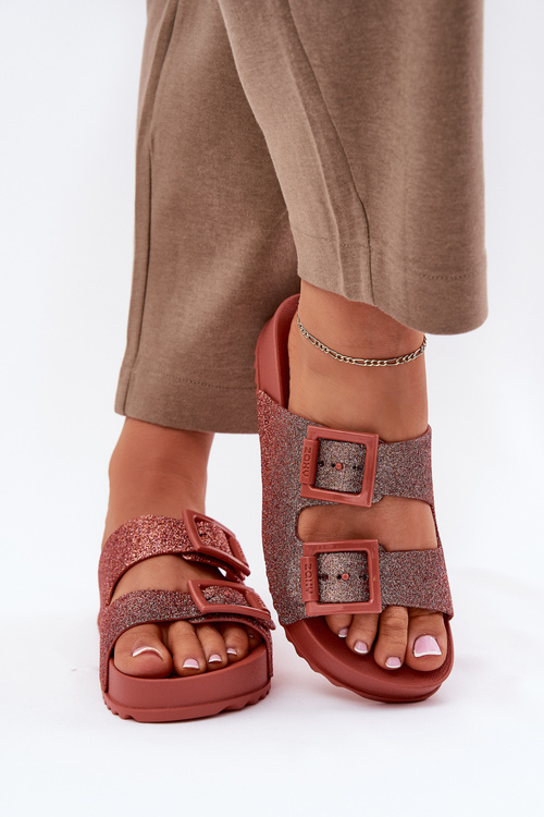 Voňavé Dámské Pantofle S Brilanty A Sponami Růžové ZAXY RR285025