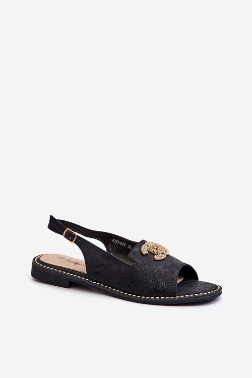 Dámské sandály s ozdobou S.Barski KV27-049 Černé