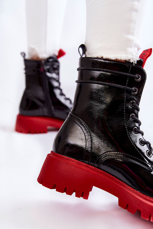 Maľované dámske topánky la.fi 250045r-la čierne a červené