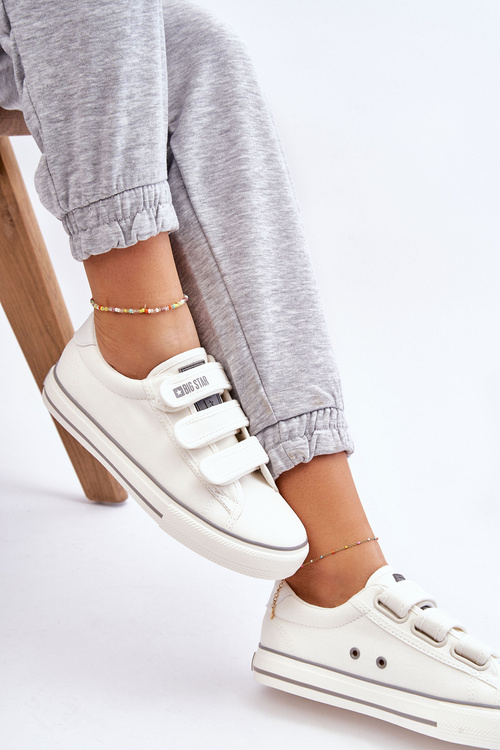 Klasické materiálové tenisky pre suchý zips veľkú hviezdu LL274A203 White