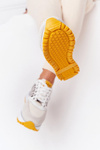 Kožené športové topánky na platforme Goe HH2N4001 biela a žltá