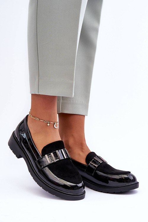 Maľované mokasíny s dekoráciou Black S. Barski Hy317