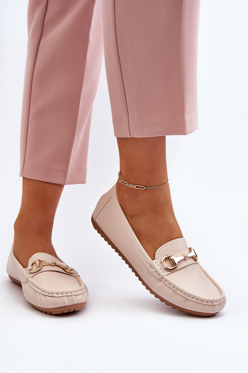 Dámské klasické mokasíny z ekokože béžové Demese