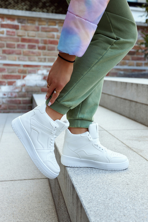 Vysoká dámská sportovní obuv bíle Megithoe