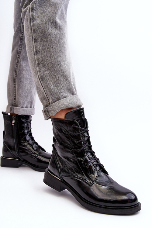 Pohodlné lakované izolované čierne lemar revin topánky