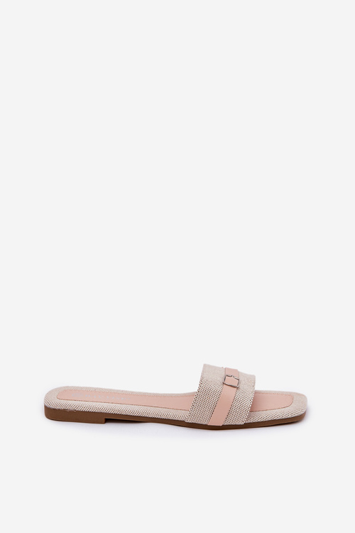 Ploské Dámske Sandále S Pásikom A Sponou Béžové Zilina