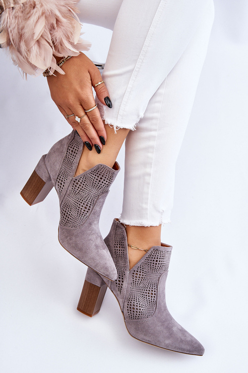 Openwork semišové vysoké podpätky Gray Leanna