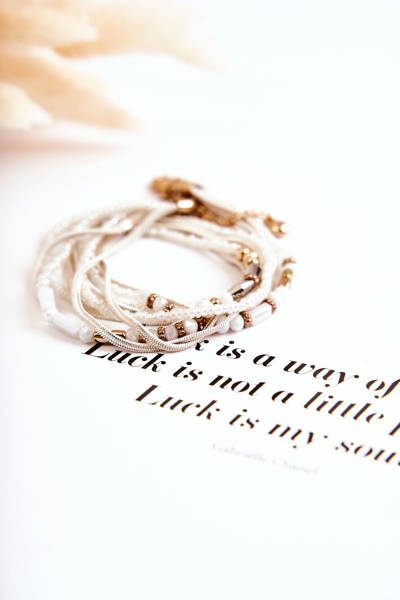 Dámský náramek s perlami a krystaly Bílý