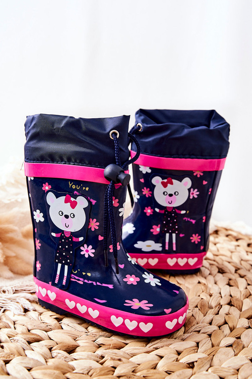 Detský gumový galoshes Navy Blue Teddy Bear Zinstina