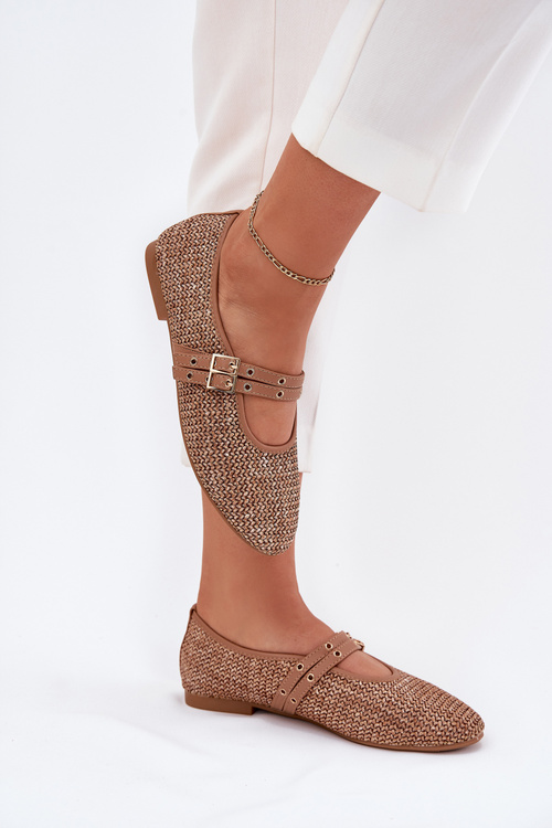 Baleríny S Pletením A Pásikmi Khaki Partheda