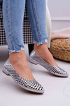 Dámska balerinas strieborná koža vynikajúca 1107/1