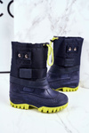 Detské snehové topánky izolované s kožušinou Navy Blue Hot Winter
