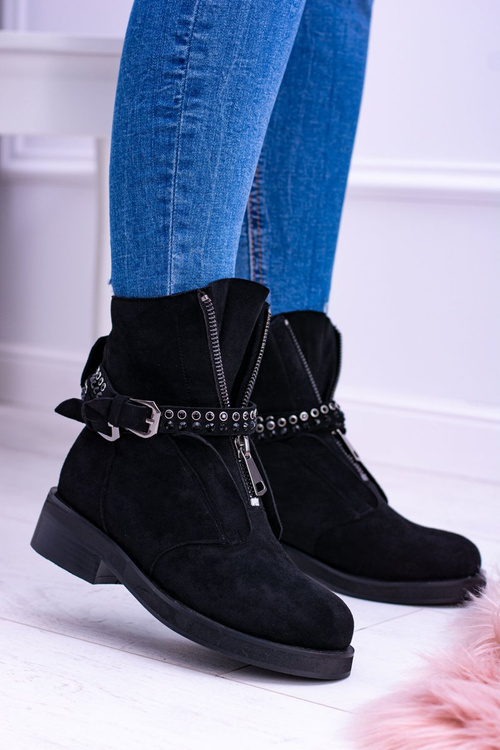 Lu Boo Black Dámske topánky zips rafell