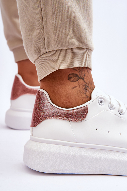 Dámske športové topánky na platforme biele a ružové Eliso