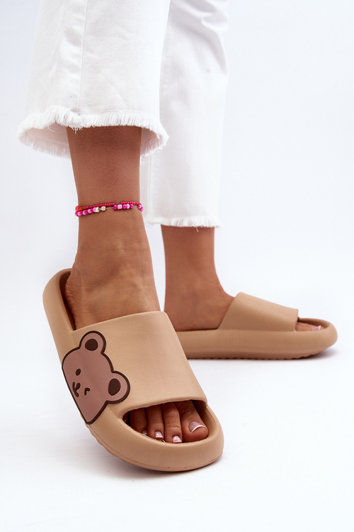 Dámské Lehké Pěnové Sandály S Motivem Medvěda Tmavě Beige Parisso