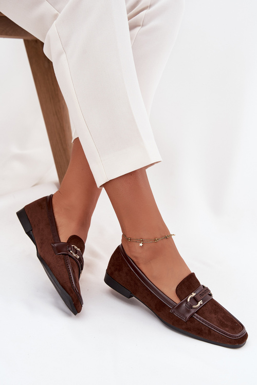 Mokasíny Loafers Ženské S Dekorativným Prvkom Čokoláda Evelora