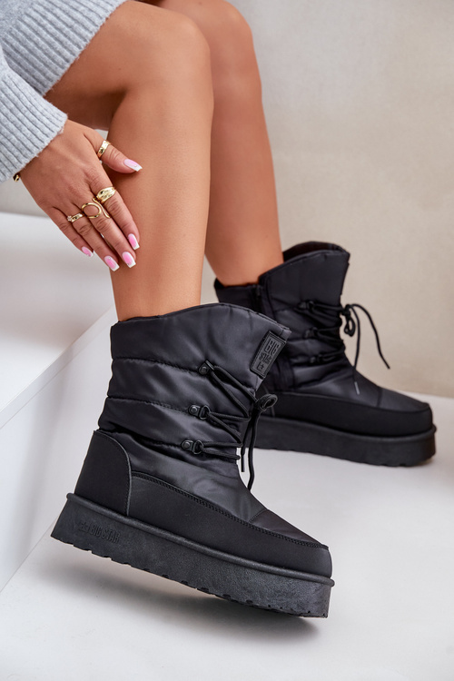 Snehové čižmy na platforme so zipsom Big Star OO274884 Čierne