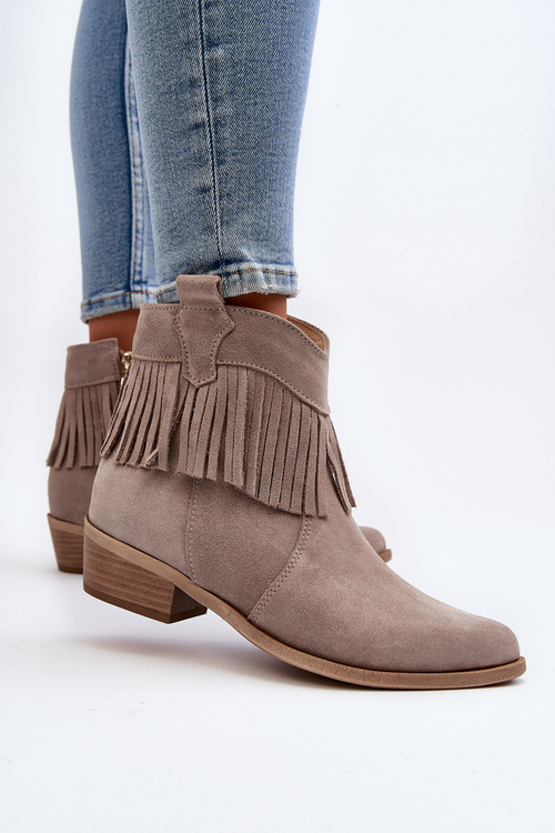 Zazoo 3430 Dámské zamszové botky s řemínky Cappucino