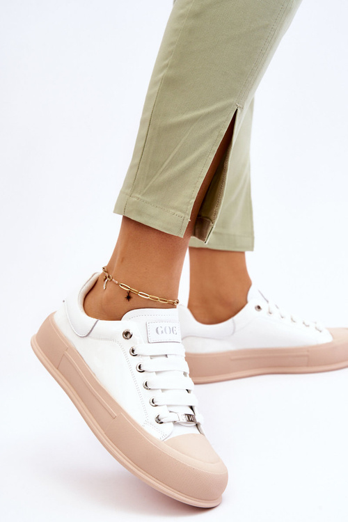 Ženské lakované tenisky na platforme Goe LL2N4020 biela