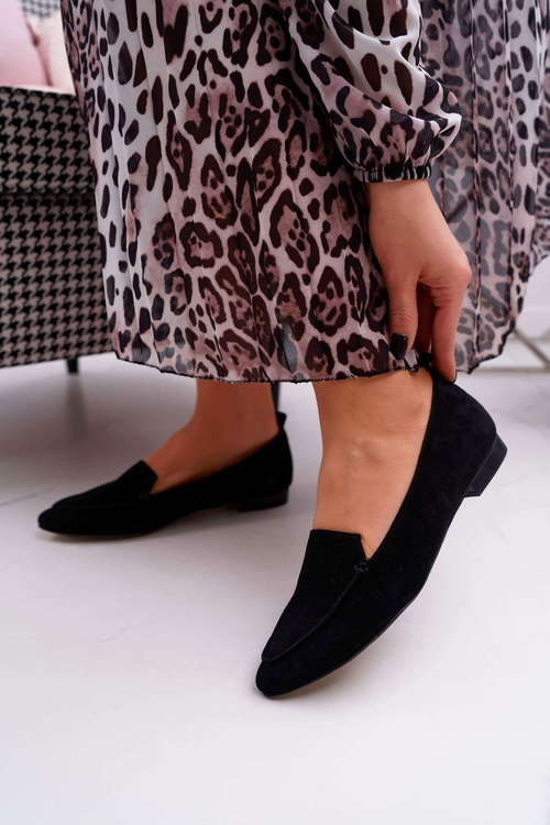 Dámske mokasínové semišové koža Loafer Black Home