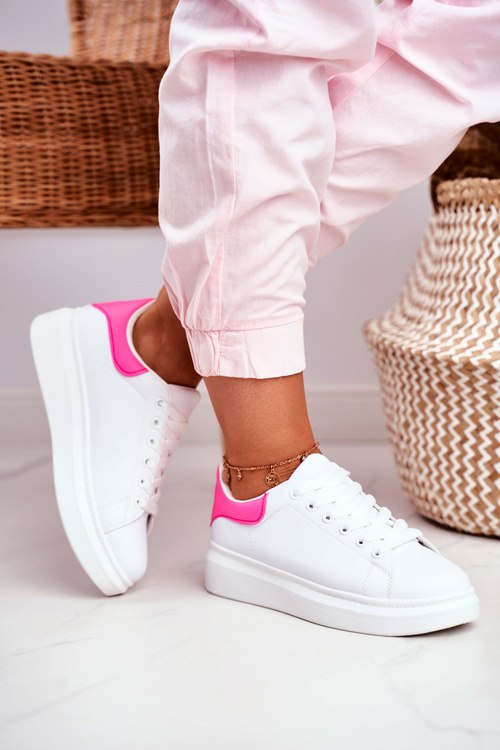 Športové dámske topánky lu boo biele fuchsia matilda