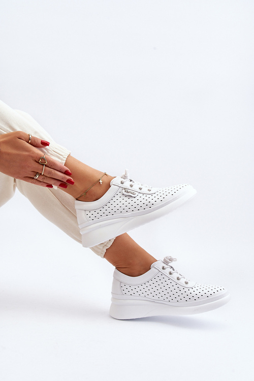 Dámské kožené sportovní tenisky bílé Brumia