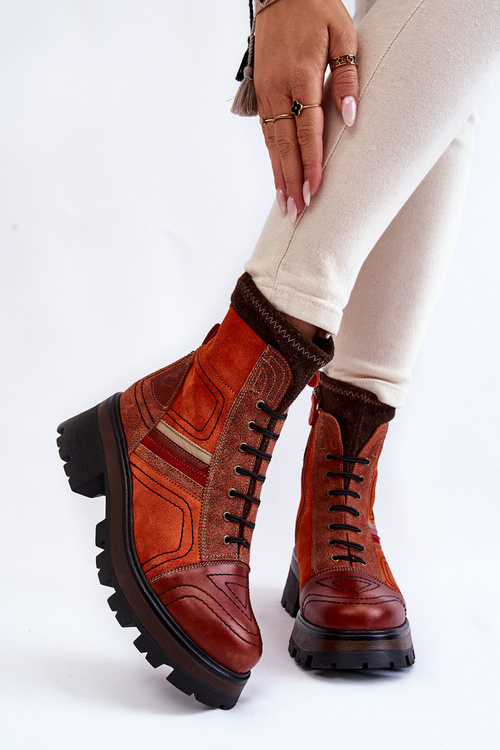 Maciejka ploché kožené topánky 05624-08 Orange-Brown